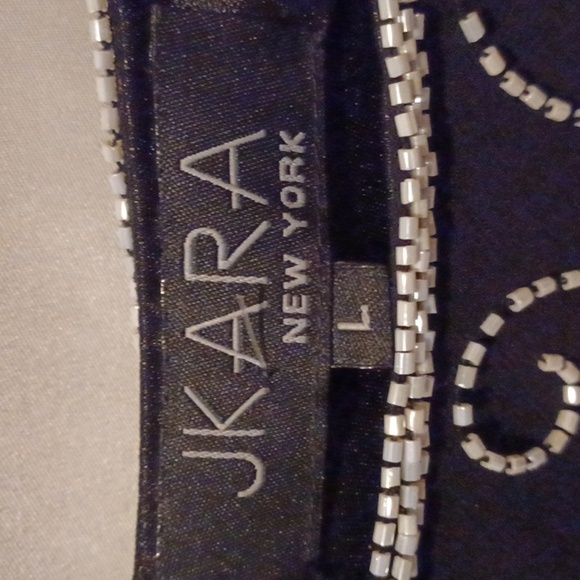 JK Ara beautiful black Beaded fancy top, assymetrical hem, sparkly,  L - Picture 4 of 7